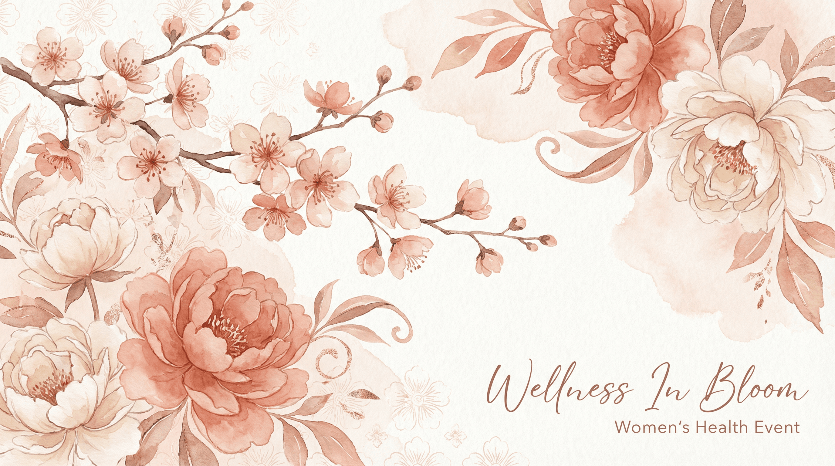 Elegant floral botanical illustration in soft pink tones