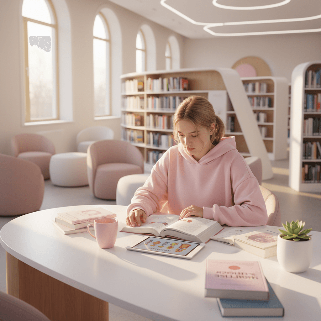 Teenage girl studying health