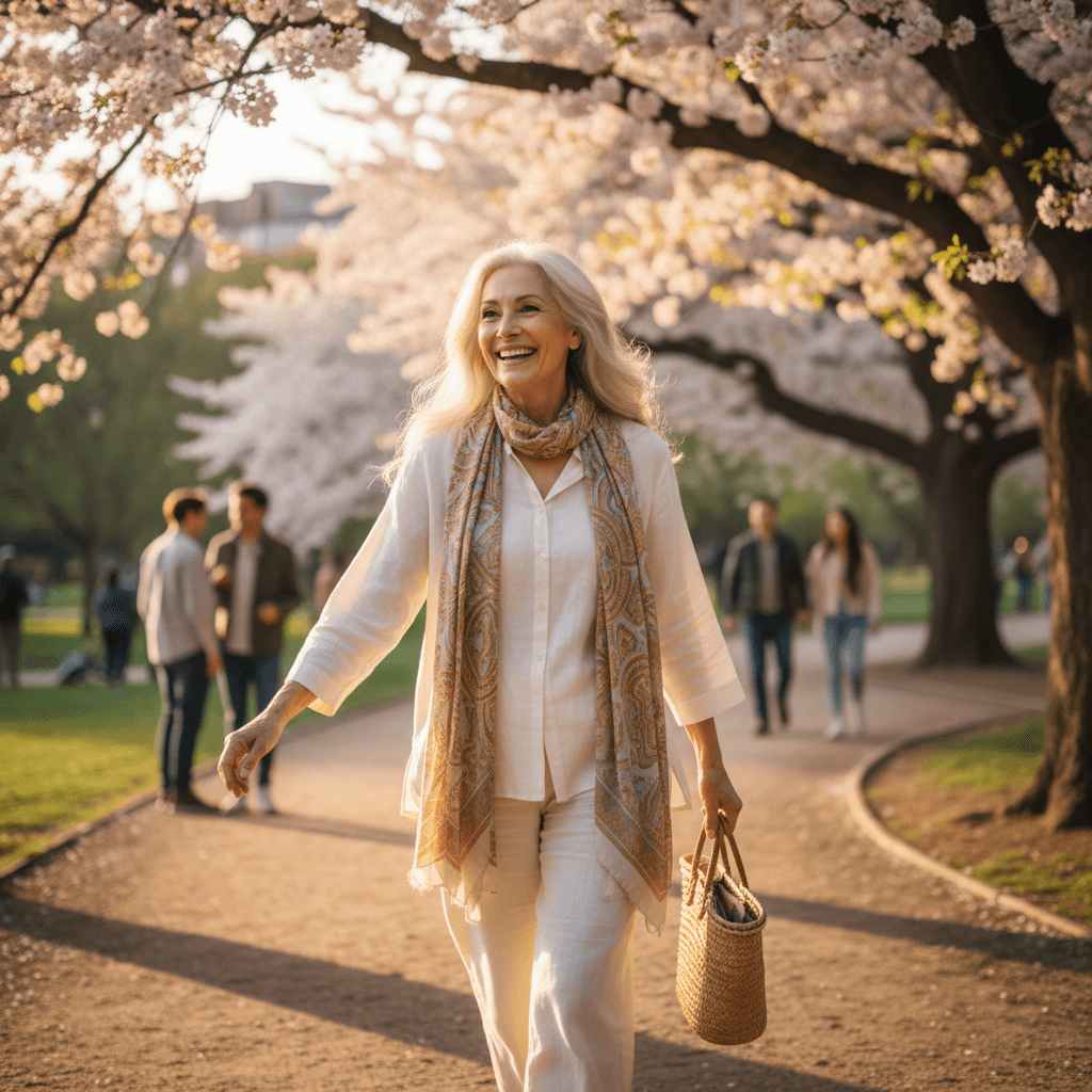 Elegant older woman in park