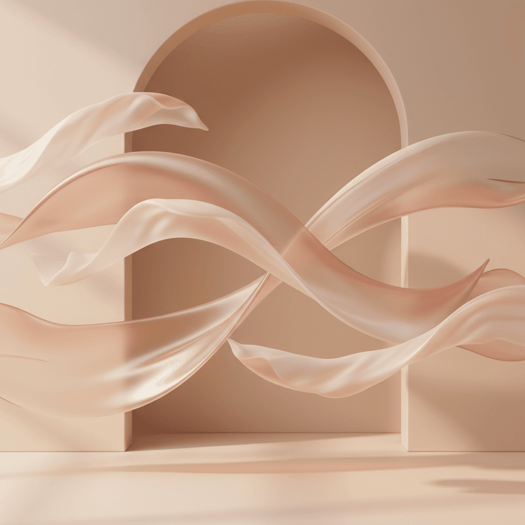 Soft abstract flowing shapes in blush pink